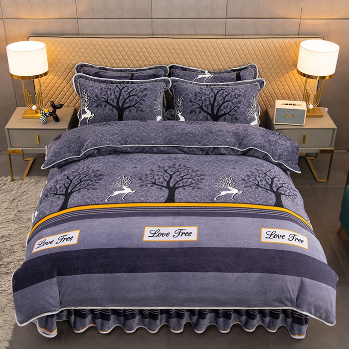 91家纺网 家纺一手货源 找家纺 牵依 2025新款金貂绒四件套牛奶绒四件套发财树