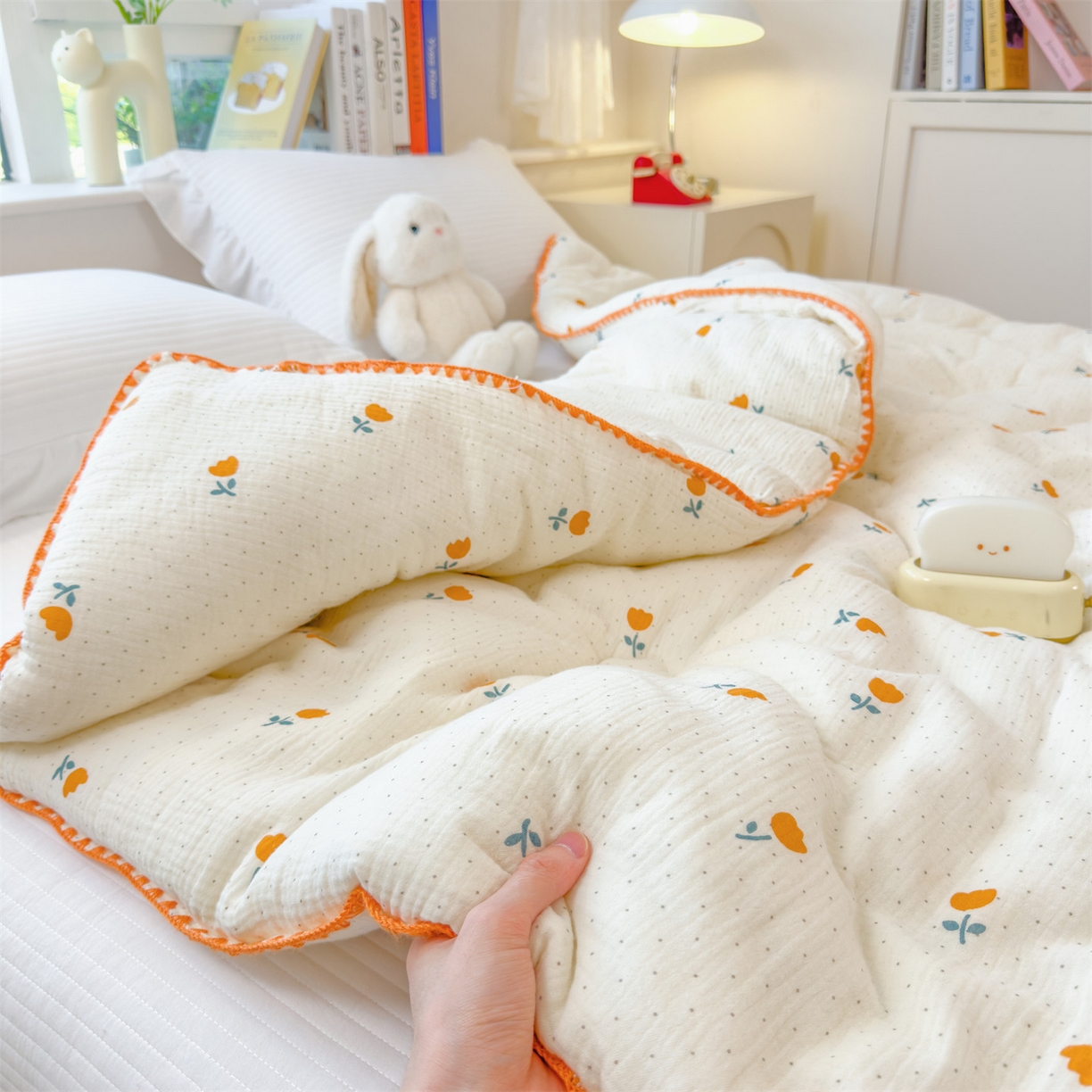 91家纺网 家纺一手货源 找家纺 观月轩家纺 2025新款全棉纯棉大豆冬被春秋被被子被芯（10%大豆纤维包检测） 冬被-小花花