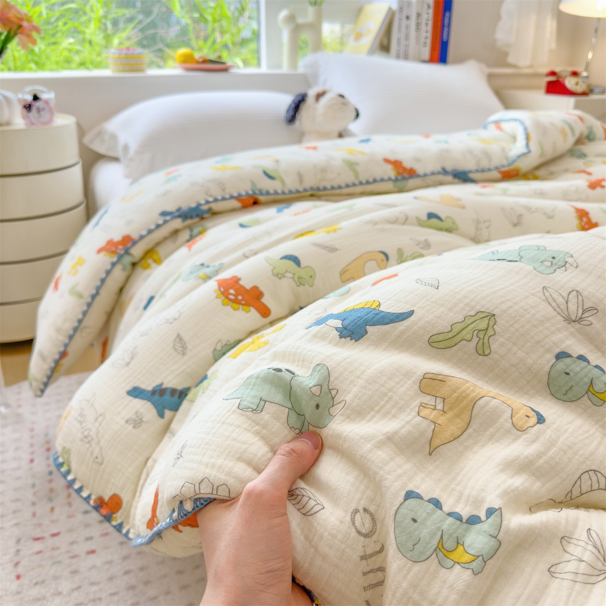 91家纺网 家纺一手货源 找家纺 观月轩家纺 2025新款全棉纯棉大豆冬被春秋被被子被芯（10%大豆纤维包检测） 冬被-恐龙岛