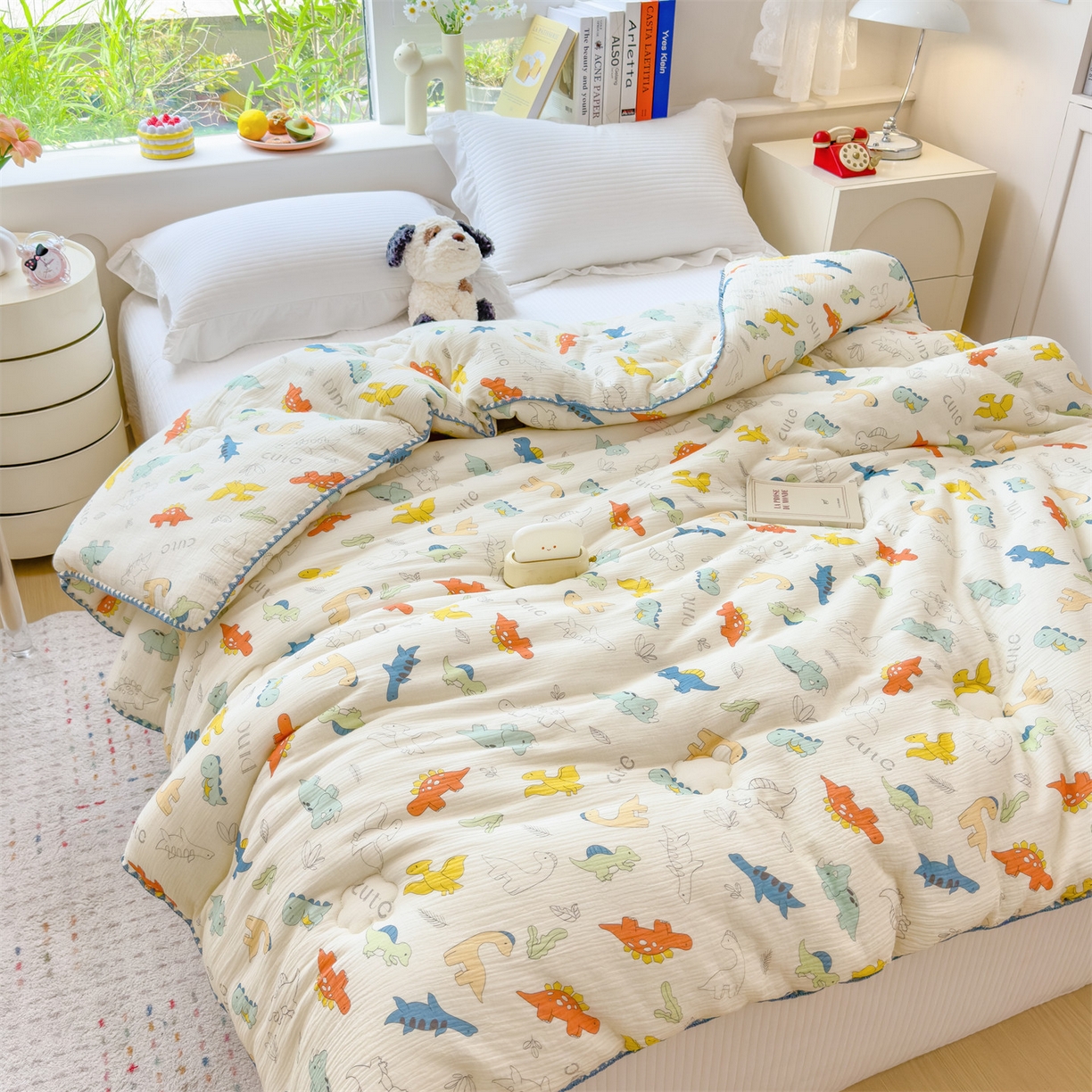 91家纺网 家纺一手货源 找家纺 观月轩家纺 2025新款全棉纯棉大豆冬被春秋被被子被芯（10%大豆纤维包检测） 冬被-恐龙岛