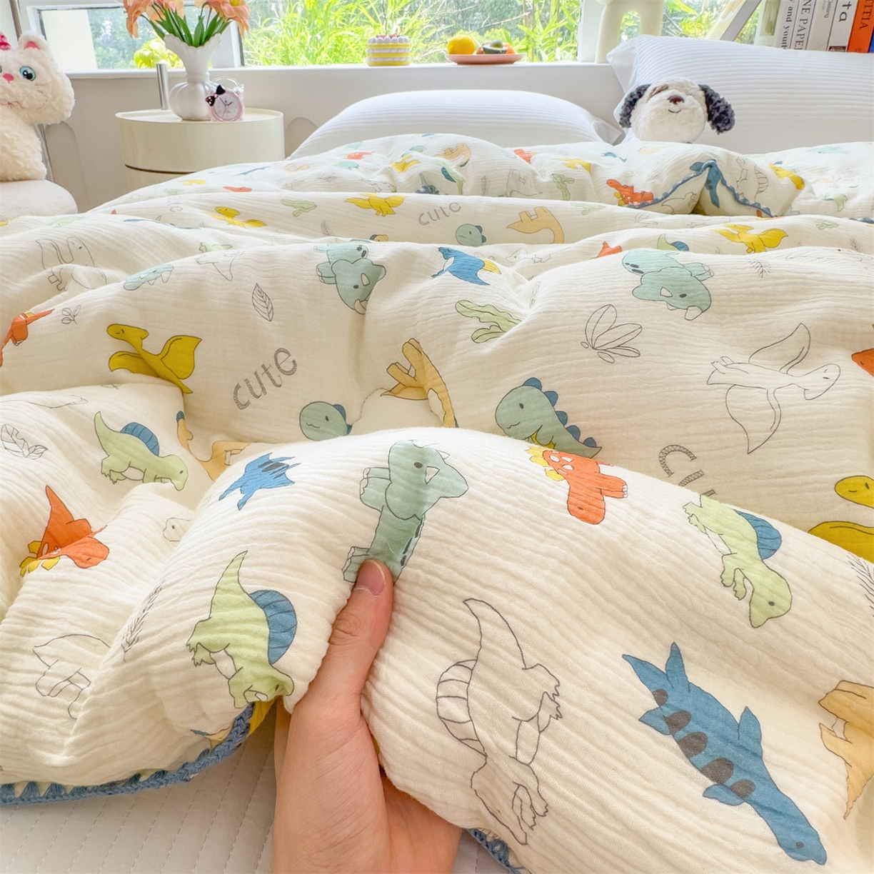 91家纺网 家纺一手货源 找家纺 观月轩家纺 2025新款全棉纯棉大豆冬被春秋被被子被芯（10%大豆纤维包检测） 冬被-恐龙岛