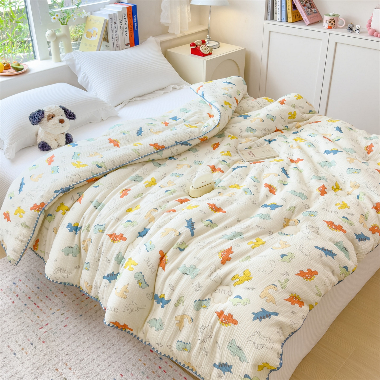 91家纺网 家纺一手货源 找家纺 观月轩家纺 2025新款全棉纯棉大豆冬被春秋被被子被芯（10%大豆纤维包检测） 冬被-恐龙岛