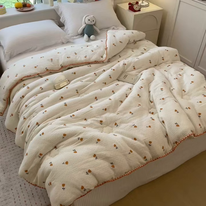 91家纺网 家纺一手货源 找家纺 观月轩家纺 2025新款全棉纯棉大豆冬被春秋被被子被芯（10%大豆纤维包检测） 冬被-小花花