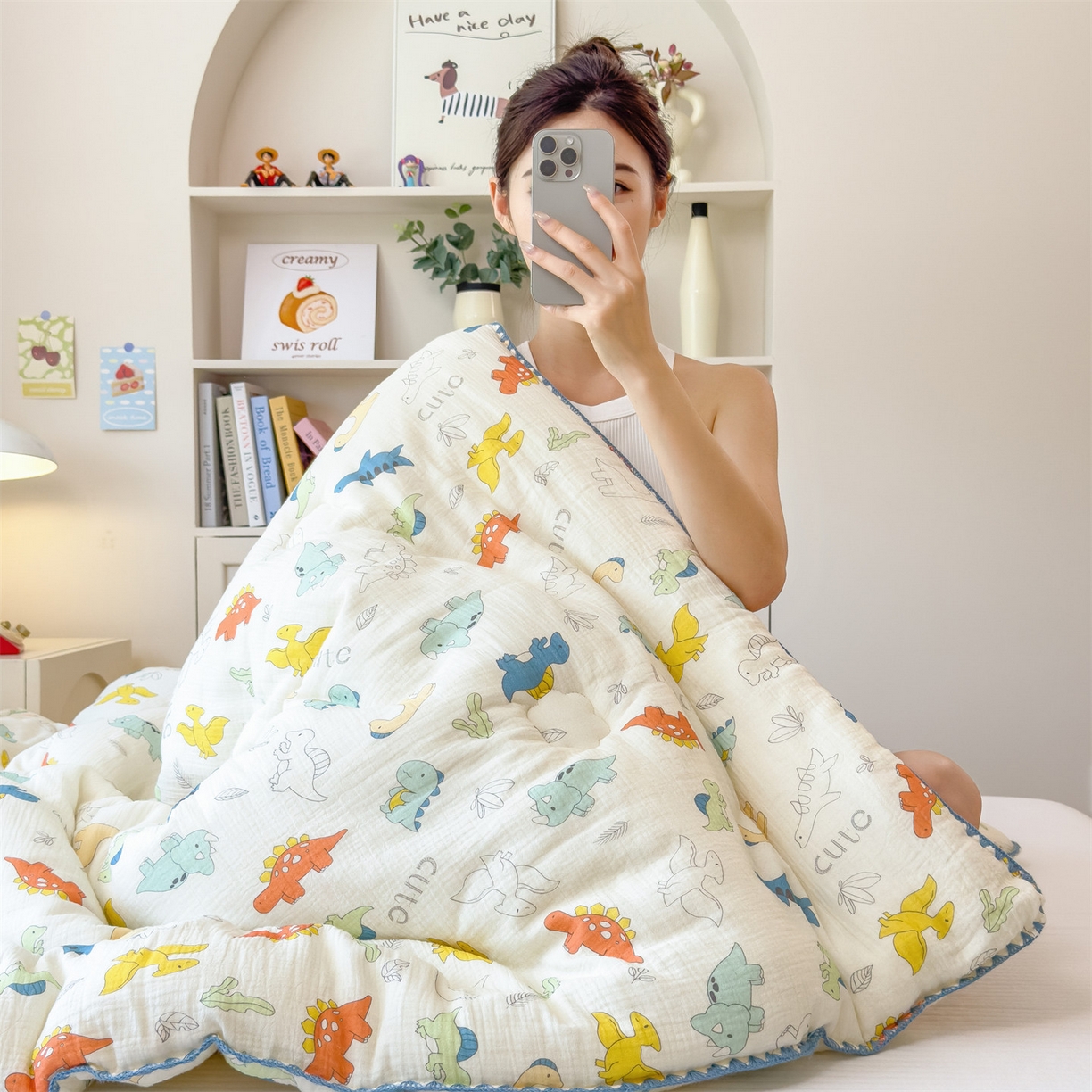 91家纺网 家纺一手货源 找家纺 观月轩家纺 2025新款全棉纯棉大豆冬被春秋被被子被芯（10%大豆纤维包检测） 冬被-恐龙岛