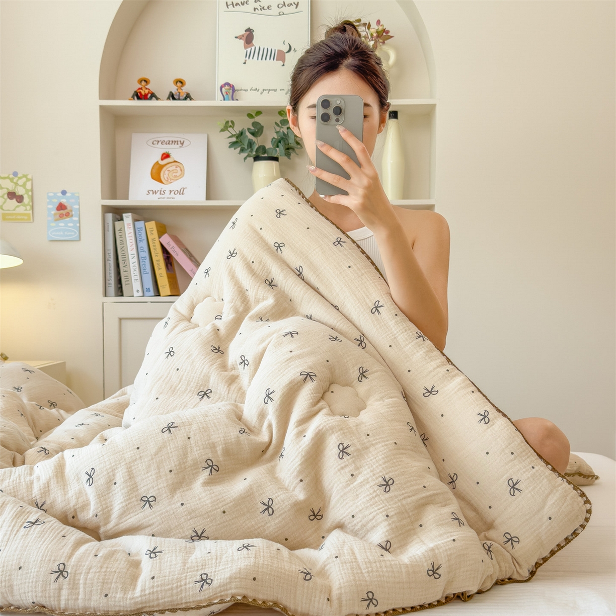 91家纺网 家纺一手货源 找家纺 观月轩家纺 2025新款全棉纯棉大豆冬被春秋被被子被芯（10%大豆纤维包检测） 冬被-蝴蝶结