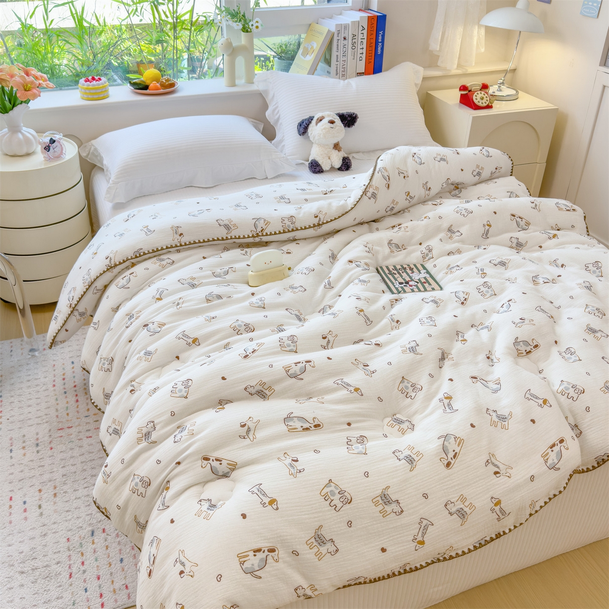 91家纺网 家纺一手货源 找家纺 观月轩家纺 2025新款全棉纯棉大豆冬被春秋被被子被芯（10%大豆纤维包检测） 冬被-调皮狗