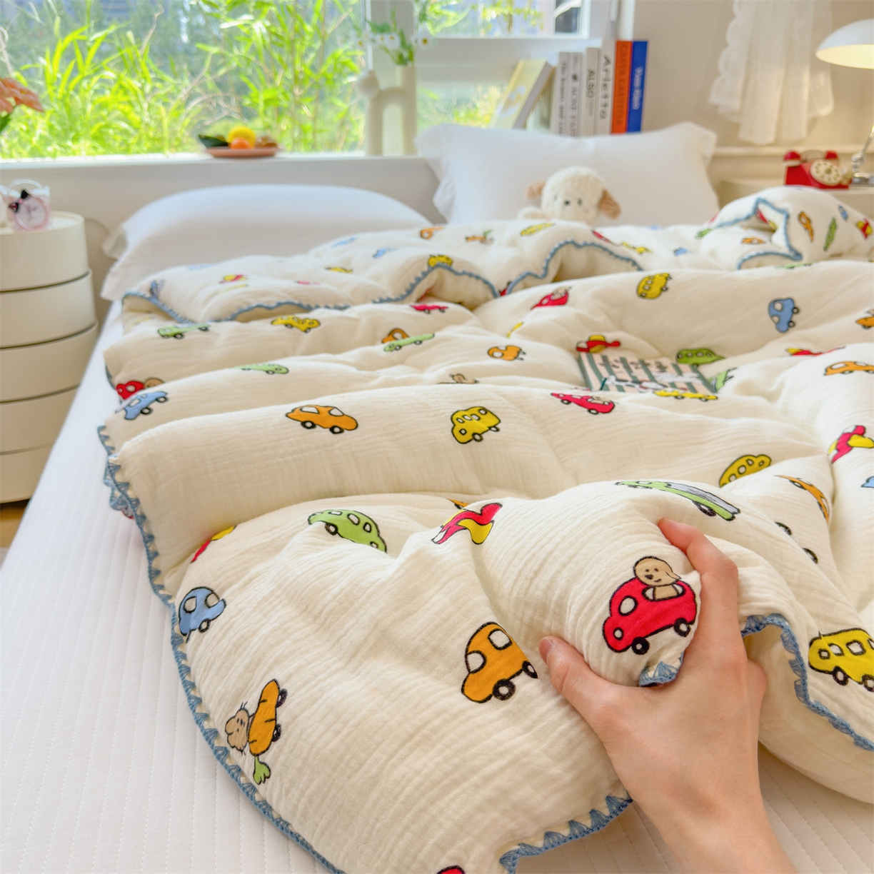 91家纺网 家纺一手货源 找家纺 观月轩家纺 2025新款全棉纯棉大豆冬被春秋被被子被芯（10%大豆纤维包检测） 冬被-小汽车