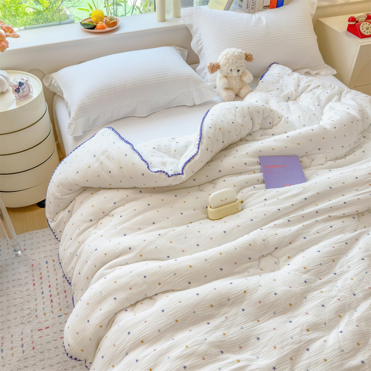 91家纺网 家纺一手货源 找家纺 观月轩家纺 2025新款全棉纯棉大豆冬被春秋被被子被芯（10%大豆纤维包检测） 冬被-小星星