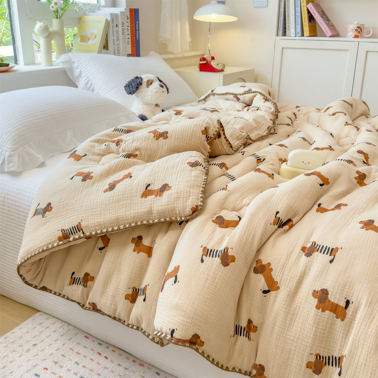 91家纺网 家纺一手货源 找家纺 观月轩家纺 2025新款全棉纯棉大豆冬被春秋被被子被芯（10%大豆纤维包检测） 冬被-腊肠狗