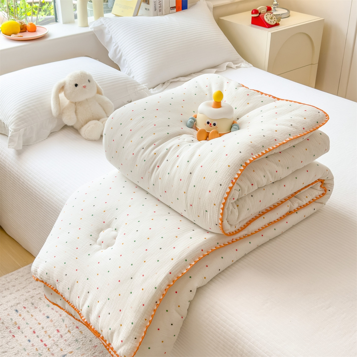 91家纺网 家纺一手货源 找家纺 观月轩家纺 2025新款全棉纯棉大豆冬被春秋被被子被芯（10%大豆纤维包检测） 冬被-小波点