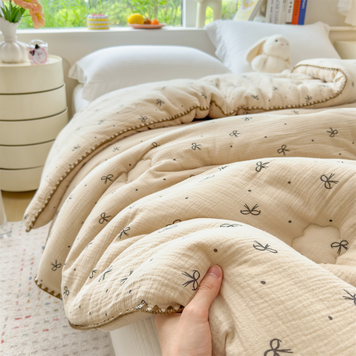 91家纺网 家纺一手货源 找家纺 观月轩家纺 2025新款全棉纯棉大豆冬被春秋被被子被芯（10%大豆纤维包检测） 冬被-蝴蝶结