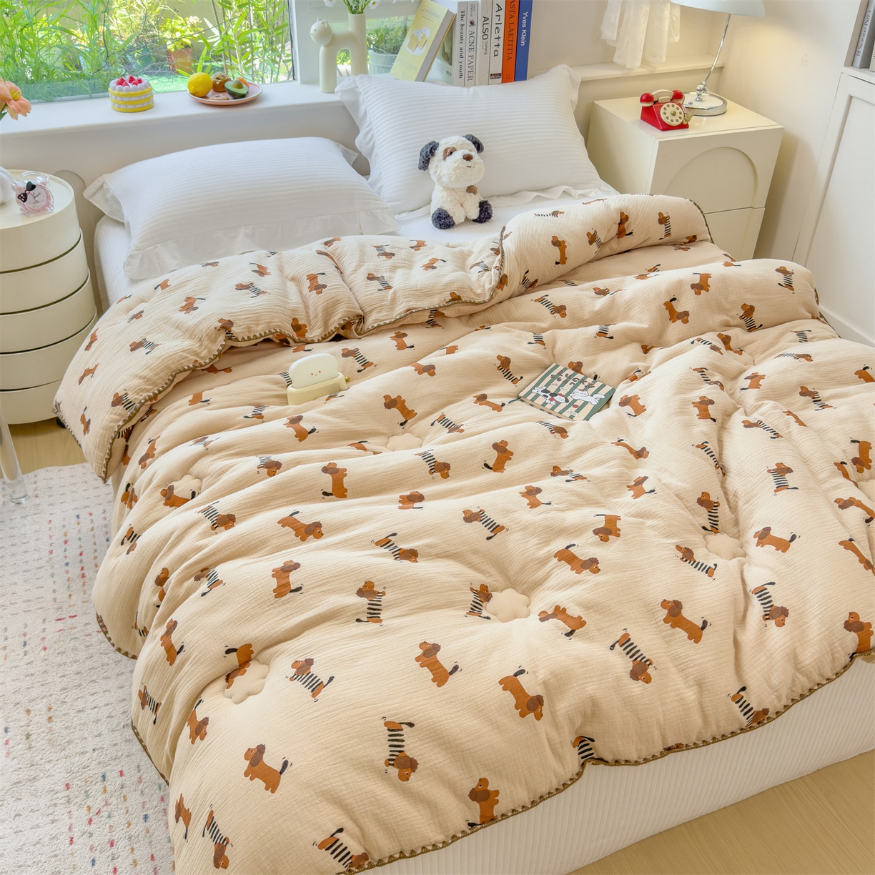 91家纺网 家纺一手货源 找家纺 观月轩家纺 2025新款全棉纯棉大豆冬被春秋被被子被芯（10%大豆纤维包检测） 冬被-腊肠狗