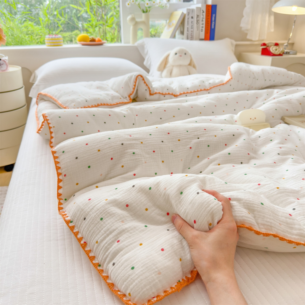 91家纺网 家纺一手货源 找家纺 观月轩家纺 2025新款全棉纯棉大豆冬被春秋被被子被芯（10%大豆纤维包检测） 冬被-小波点