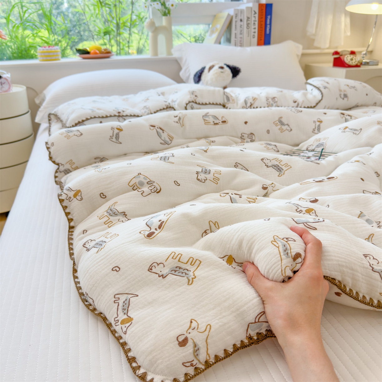 91家纺网 家纺一手货源 找家纺 观月轩家纺 2025新款全棉纯棉大豆冬被春秋被被子被芯（10%大豆纤维包检测） 冬被-调皮狗