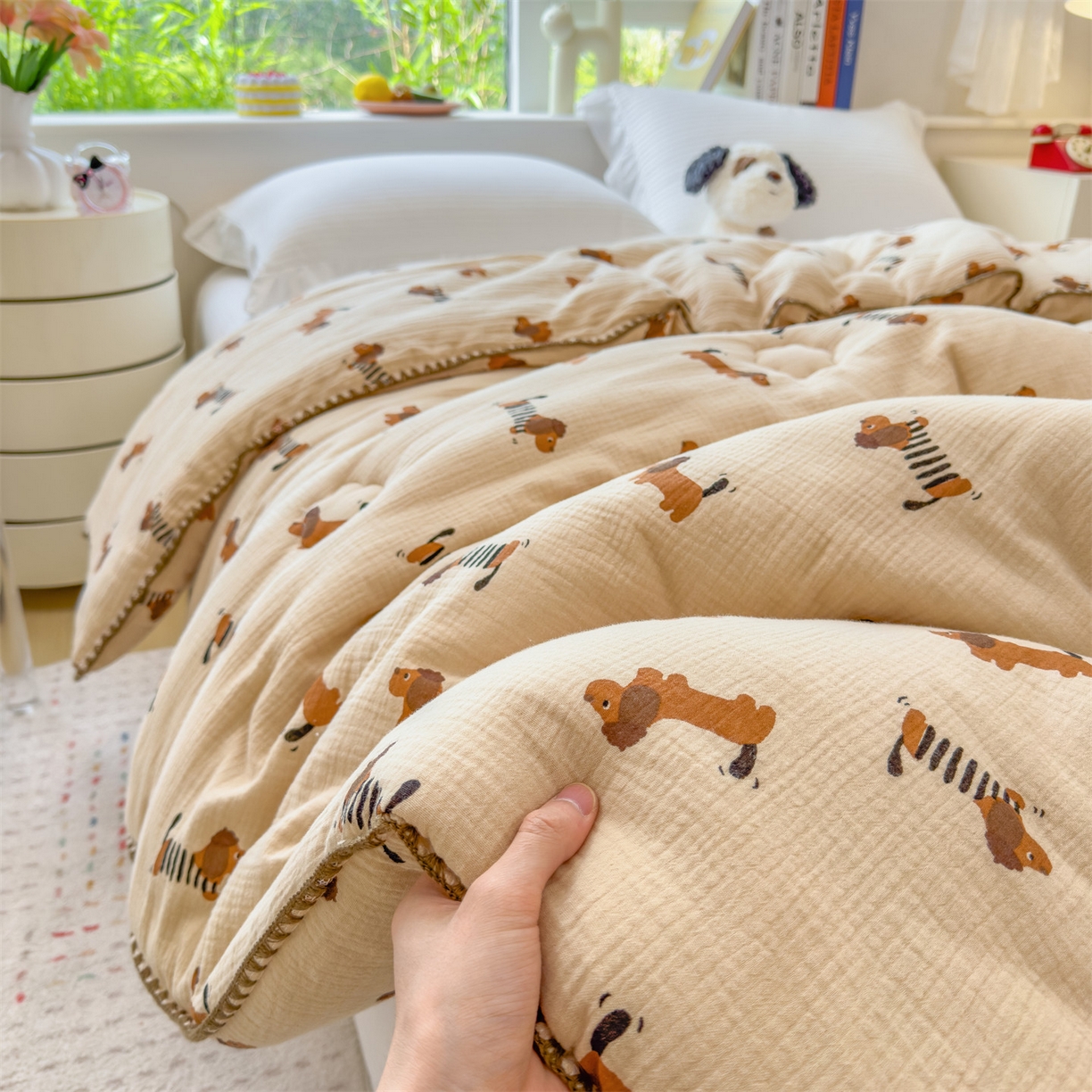 91家纺网 家纺一手货源 找家纺 观月轩家纺 2025新款全棉纯棉大豆冬被春秋被被子被芯（10%大豆纤维包检测） 冬被-腊肠狗