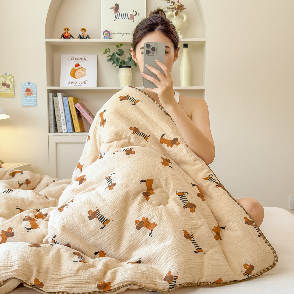 91家纺网 家纺一手货源 找家纺 观月轩家纺 2025新款全棉纯棉大豆冬被春秋被被子被芯（10%大豆纤维包检测） 冬被-腊肠狗