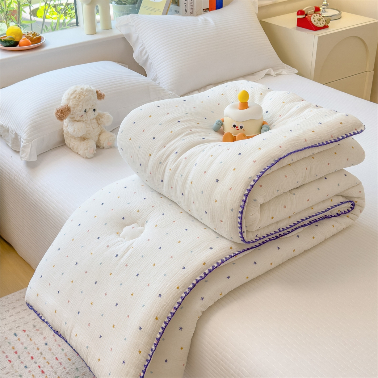 91家纺网 家纺一手货源 找家纺 观月轩家纺 2025新款全棉纯棉大豆冬被春秋被被子被芯（10%大豆纤维包检测） 冬被-小星星