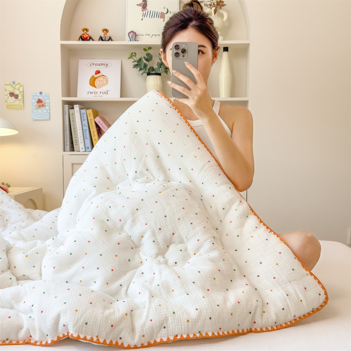 91家纺网 家纺一手货源 找家纺 观月轩家纺 2025新款全棉纯棉大豆冬被春秋被被子被芯（10%大豆纤维包检测） 冬被-小波点