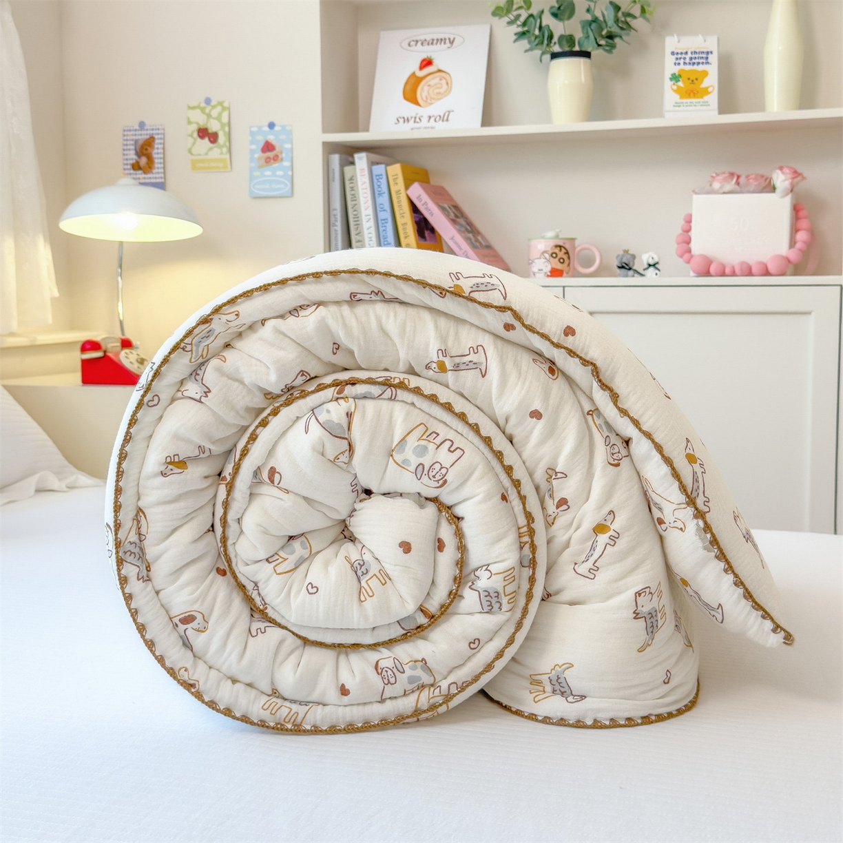 91家纺网 家纺一手货源 找家纺 观月轩家纺 2025新款全棉纯棉大豆冬被春秋被被子被芯（10%大豆纤维包检测） 冬被-调皮狗