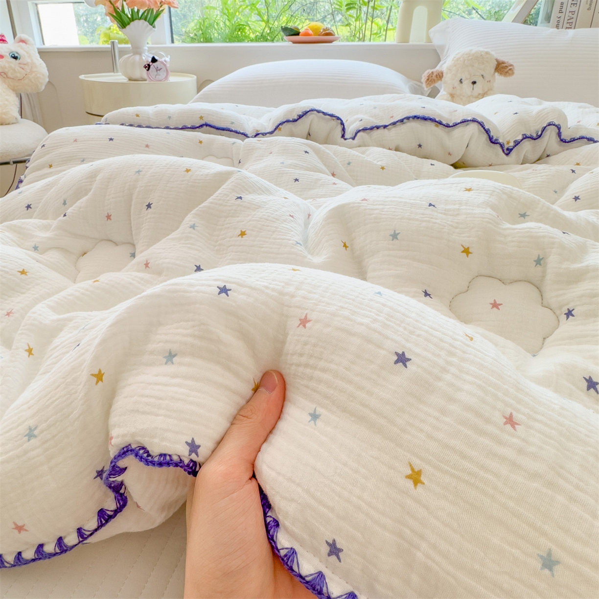 91家纺网 家纺一手货源 找家纺 观月轩家纺 2025新款全棉纯棉大豆冬被春秋被被子被芯（10%大豆纤维包检测） 冬被-小星星