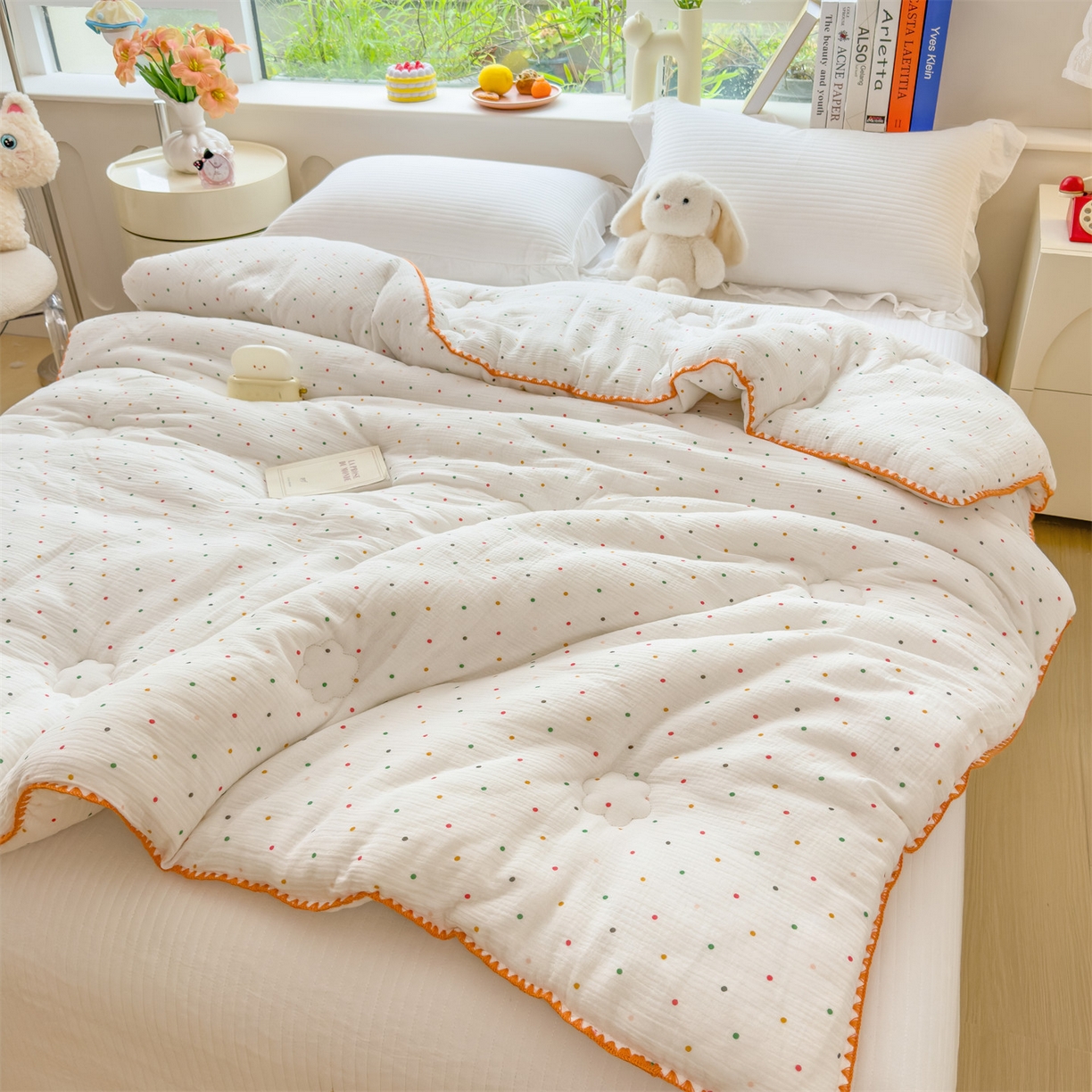 91家纺网 家纺一手货源 找家纺 观月轩家纺 2025新款全棉纯棉大豆冬被春秋被被子被芯（10%大豆纤维包检测） 冬被-小波点