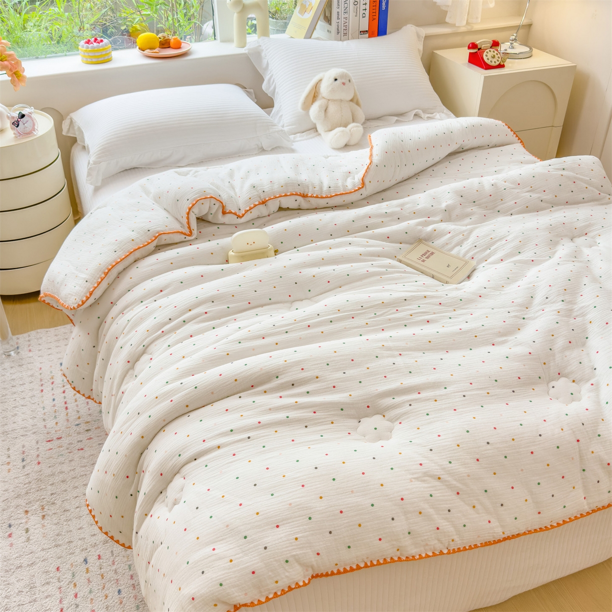 91家纺网 家纺一手货源 找家纺 观月轩家纺 2025新款全棉纯棉大豆冬被春秋被被子被芯（10%大豆纤维包检测） 冬被-小波点