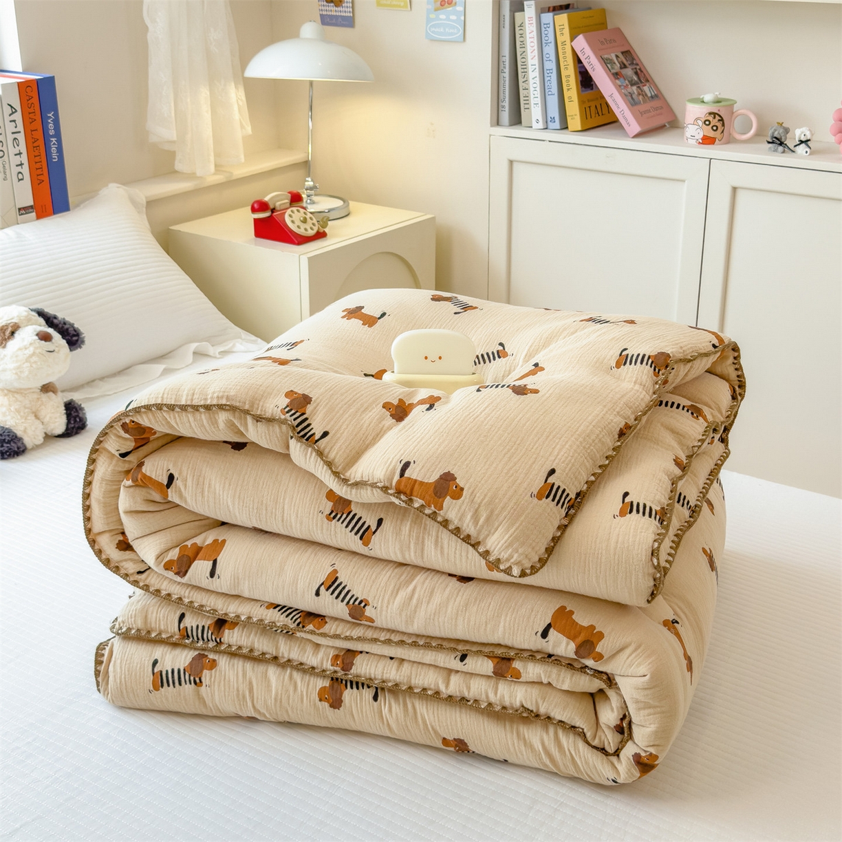 91家纺网 家纺一手货源 找家纺 观月轩家纺 2025新款全棉纯棉大豆冬被春秋被被子被芯（10%大豆纤维包检测） 冬被-腊肠狗