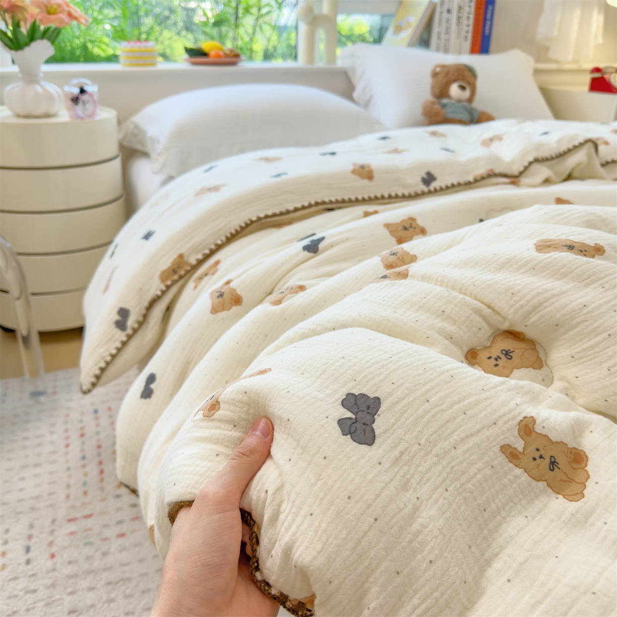 91家纺网 家纺一手货源 找家纺 观月轩家纺 2025新款全棉纯棉大豆冬被春秋被被子被芯（10%大豆纤维包检测） 冬被-小玩偶