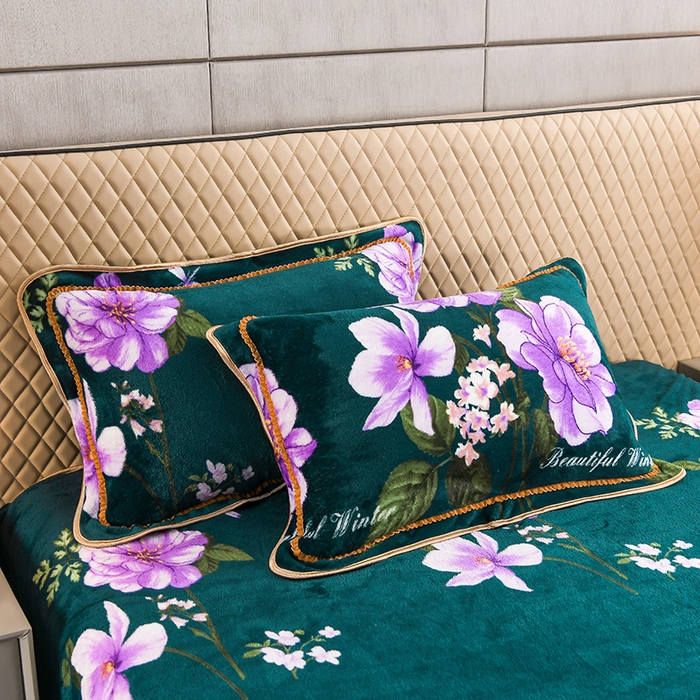 91家纺网 家纺一手货源 找家纺 牵依 2025新款金貂绒四件套牛奶绒四件套富贵花开