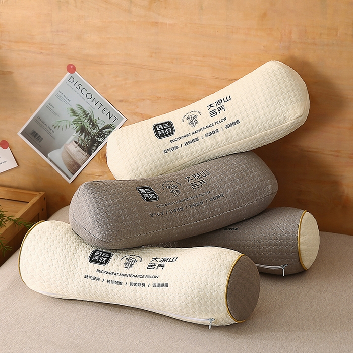 91家纺网 家纺一手货源 找家纺 金牛枕芯 2025新款针织棉大凉山苦荞麦枕枕头枕芯 米色