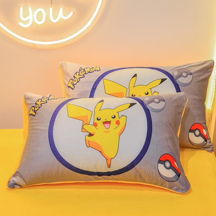 91家纺网 家纺一手货源 找家纺 ds生活馆 2025新款大版卡通水晶绒牛奶绒单枕套 宝可梦