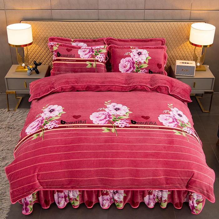 91家纺网 家纺一手货源 找家纺 牵依 2025新款金貂绒四件套牛奶绒四件套花香怡人