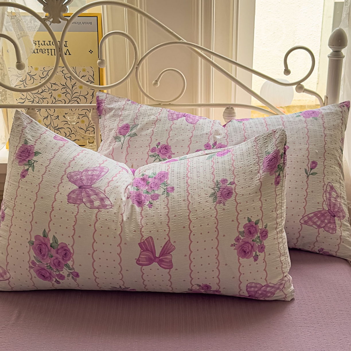 91家纺网 家纺一手货源 找家纺 卡斯诺家纺馆 2025新款A类皱皱棉双层纱印花四件套 流苏