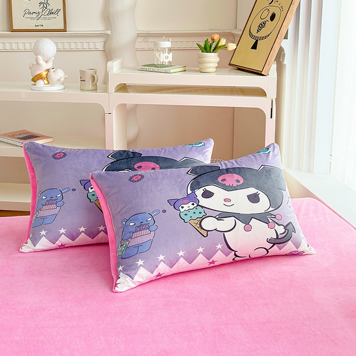 ds生活馆 2025新款大版卡通水晶绒牛奶绒单枕套 冰激凌库米