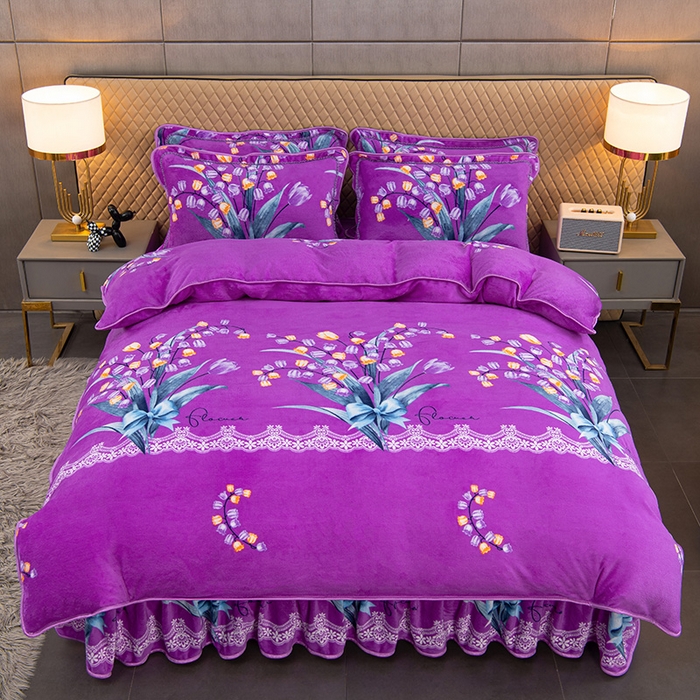 91家纺网 家纺一手货源 找家纺 牵依 2025新款金貂绒四件套牛奶绒四件套蓝玉凝香