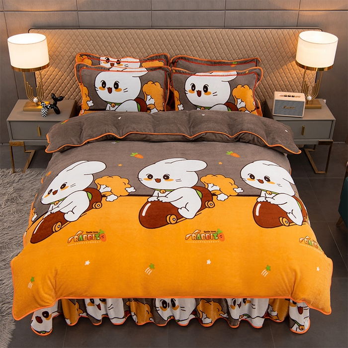 91家纺网 家纺一手货源 找家纺 牵依 2025新款金貂绒四件套牛奶绒四件套萝卜兔