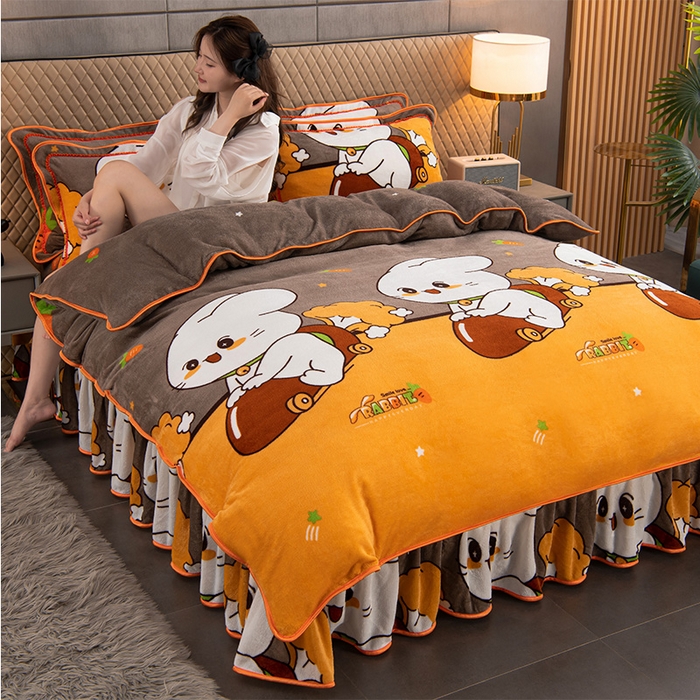 牵依 2025新款金貂绒四件套牛奶绒四件套萝卜兔