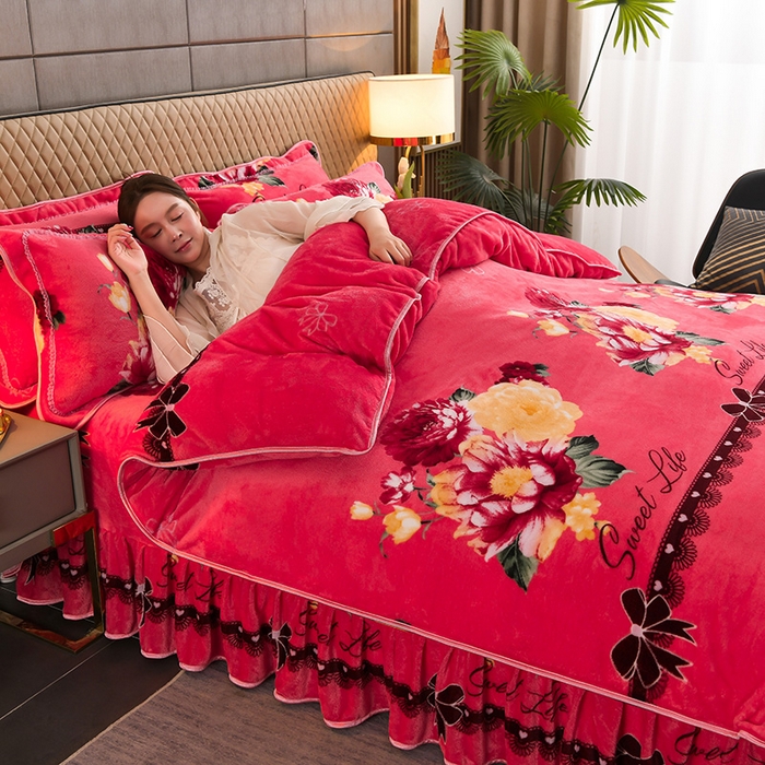 91家纺网 家纺一手货源 找家纺 牵依 2025新款金貂绒四件套牛奶绒四件套梦恋