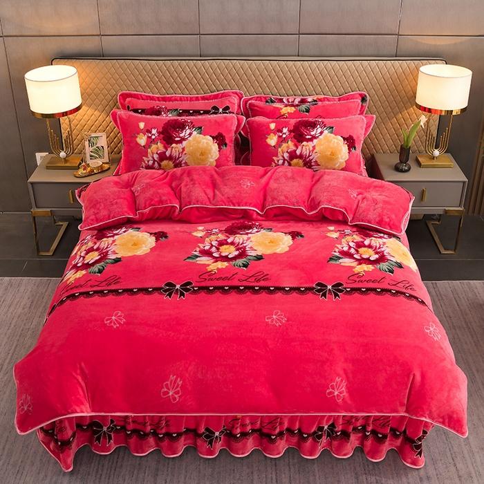 91家纺网 家纺一手货源 找家纺 牵依 2025新款金貂绒四件套牛奶绒四件套梦恋