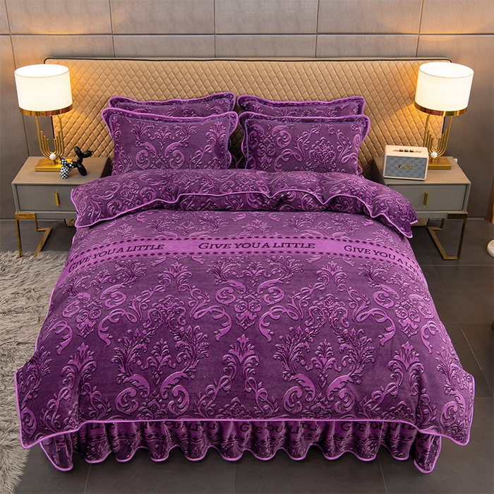 91家纺网 家纺一手货源 找家纺 牵依 2025新款金貂绒四件套牛奶绒四件套清雅-紫