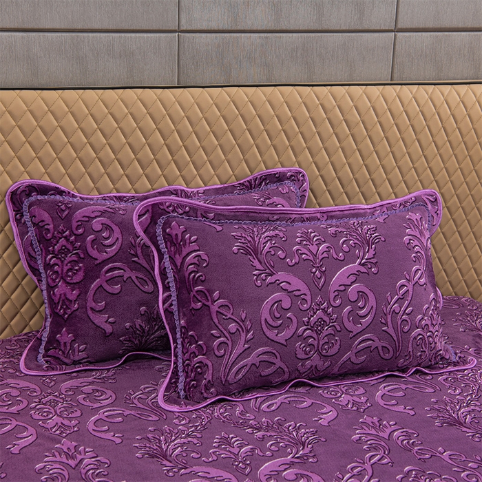 91家纺网 家纺一手货源 找家纺 牵依 2025新款金貂绒四件套牛奶绒四件套清雅-紫