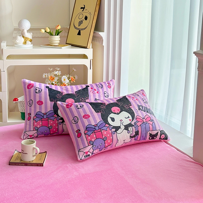 ds生活馆 2026新款大版卡通水晶绒牛奶绒单枕套 礼物库米