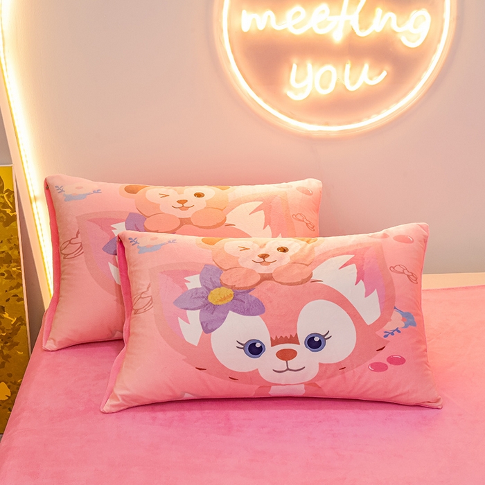 ds生活馆 2025新款大版卡通水晶绒牛奶绒单枕套 玲娜贝尔