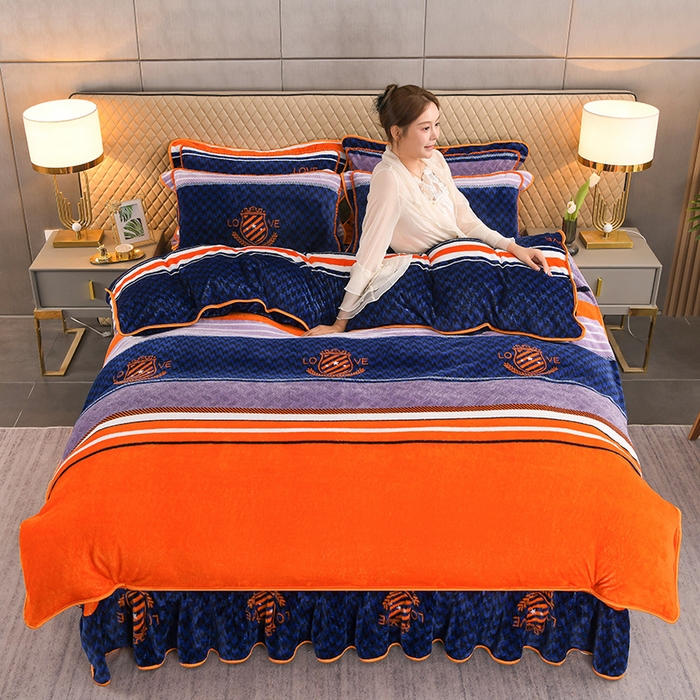 91家纺网 家纺一手货源 找家纺 牵依 2025新款金貂绒四件套牛奶绒四件套休闲时光