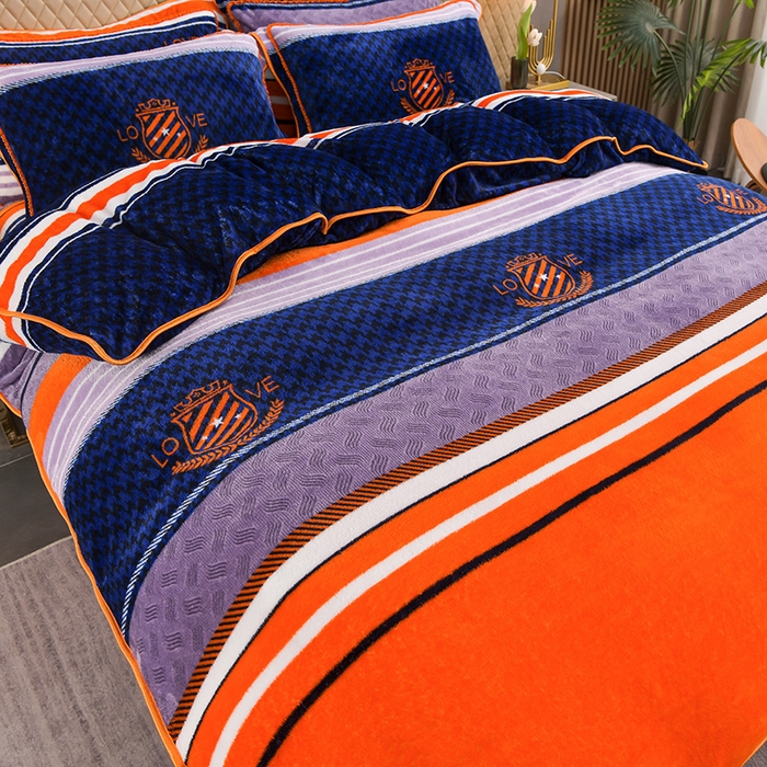 91家纺网 家纺一手货源 找家纺 牵依 2025新款金貂绒四件套牛奶绒四件套休闲时光