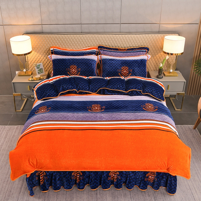 91家纺网 家纺一手货源 找家纺 牵依 2025新款金貂绒四件套牛奶绒四件套休闲时光