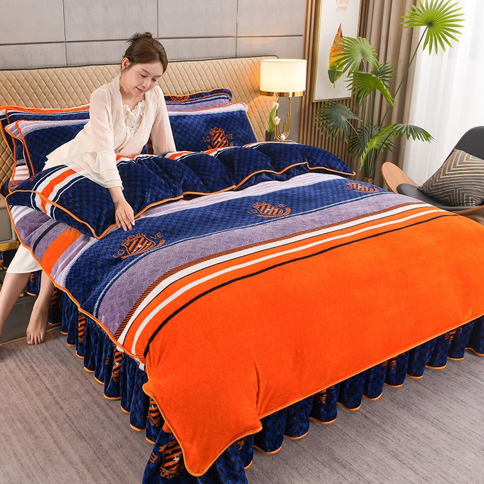 91家纺网 家纺一手货源 找家纺 牵依 2025新款金貂绒四件套牛奶绒四件套休闲时光