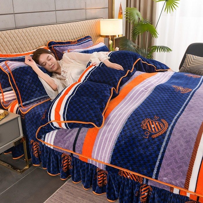 91家纺网 家纺一手货源 找家纺 牵依 2025新款金貂绒四件套牛奶绒四件套休闲时光