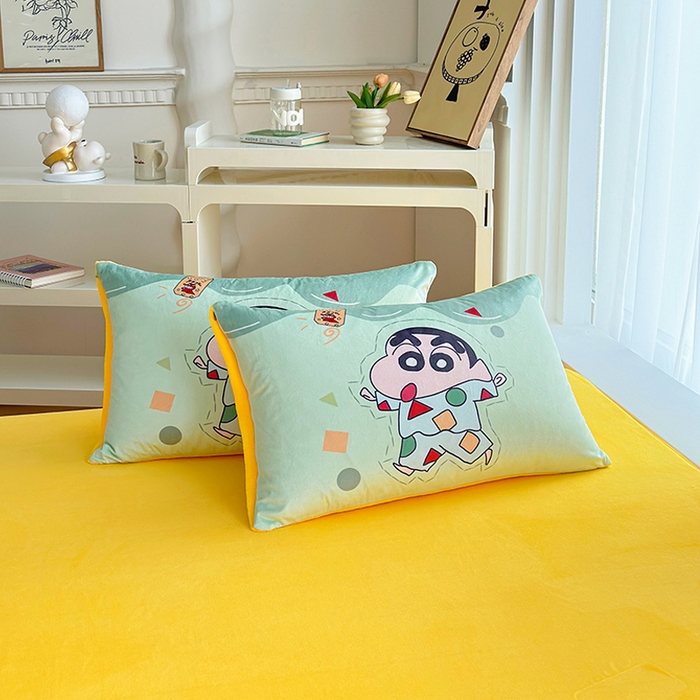ds生活馆 2025新款大版卡通水晶绒牛奶绒单枕套 小新