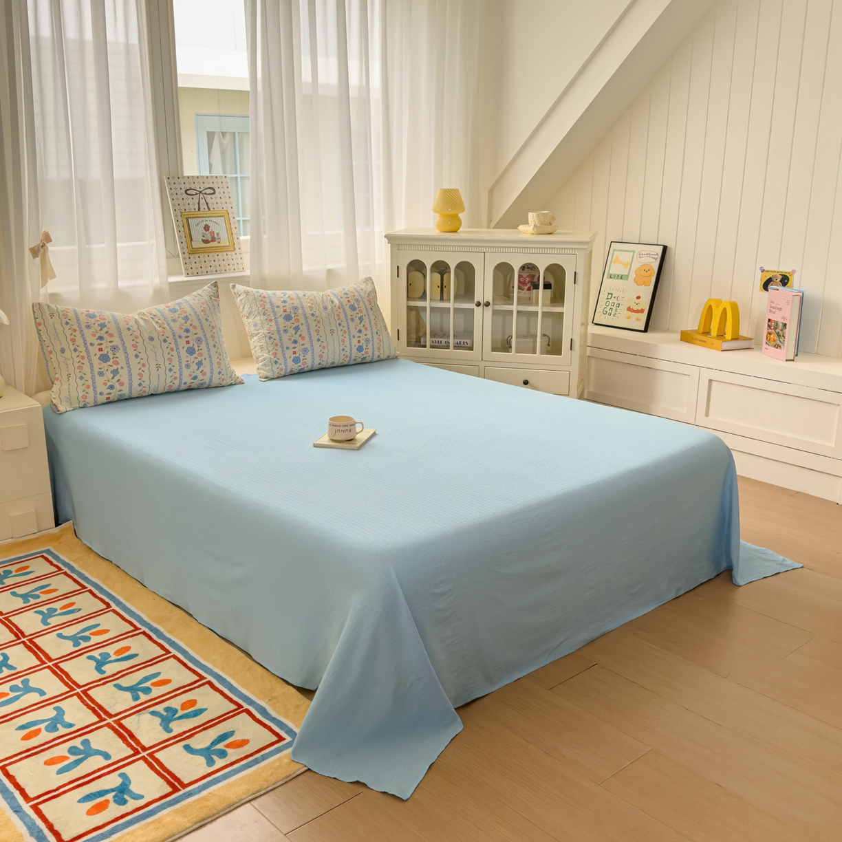 91家纺网 家纺一手货源 找家纺 卡斯诺家纺馆 2025新款A类皱皱棉双层纱印花四件套 秘境